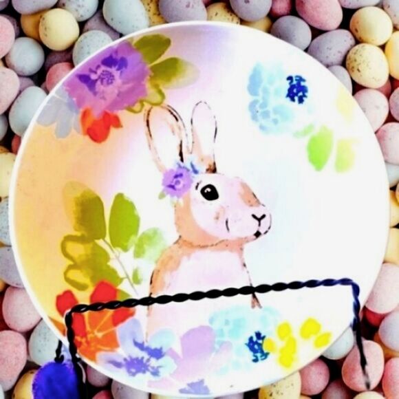 EASTER BUNNY" SERVING TRAY & TWO PLATES SET HOME "GARDEN NEW! 14"x8.5" - Picture 8 of 11